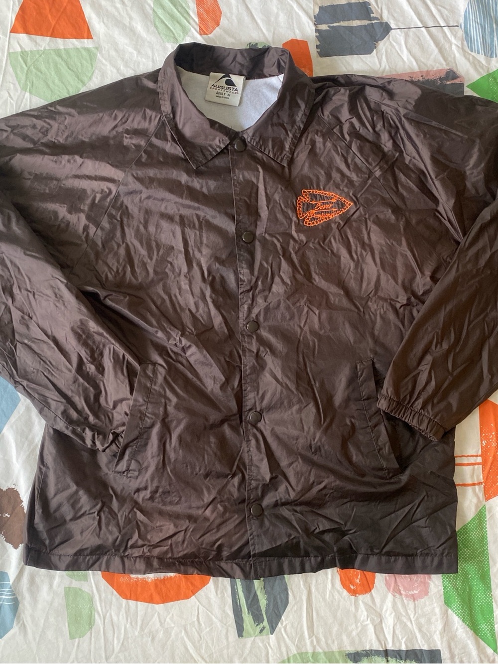 Augusta Sportswear Brown Windbreaker with Orange Logo